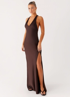 effortless grace Clean Fit Angie Maxi Dress - Chocolate