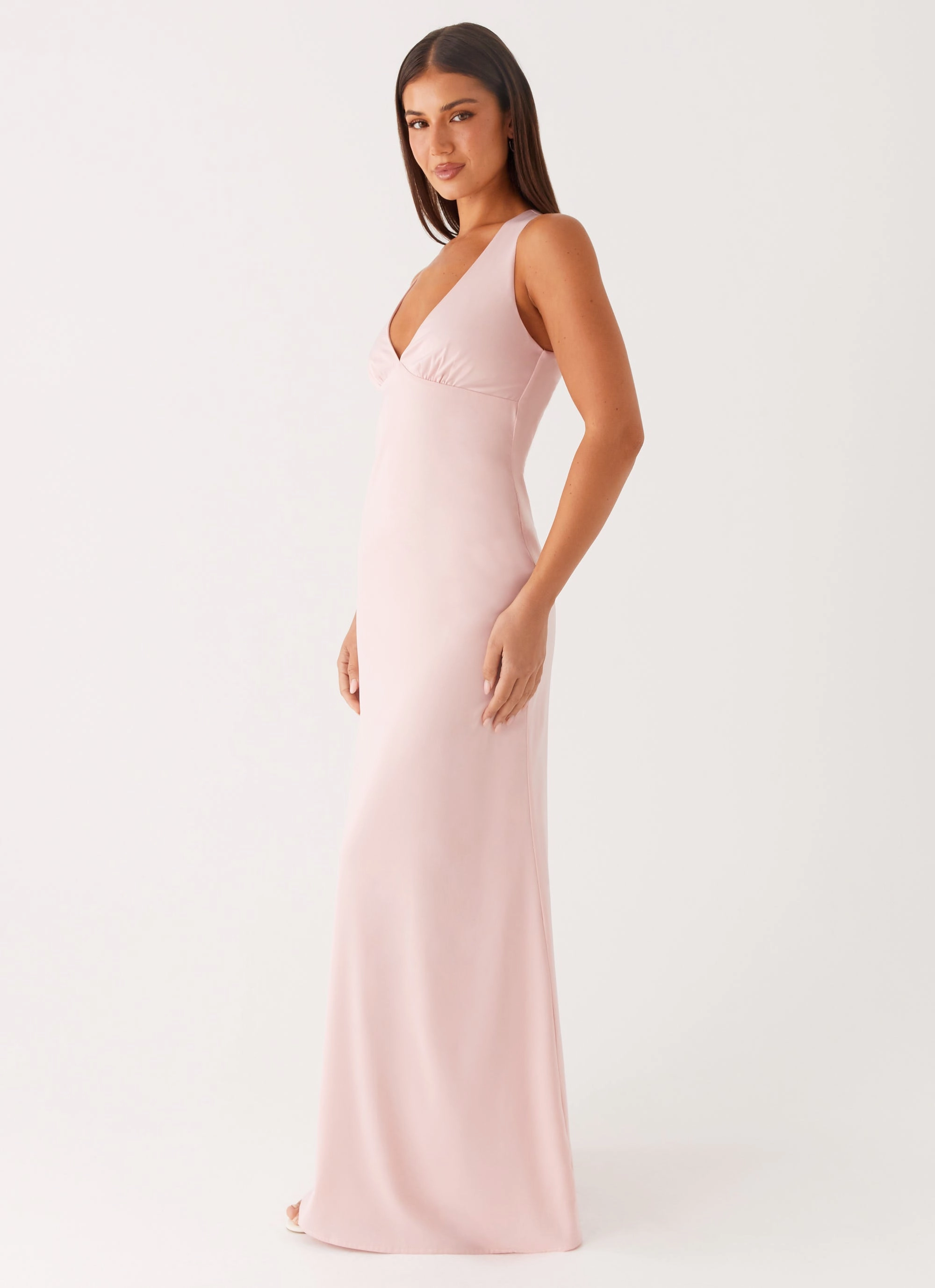 Smart Cut Flowy Texture Desi Halterneck Maxi Dress - Pink