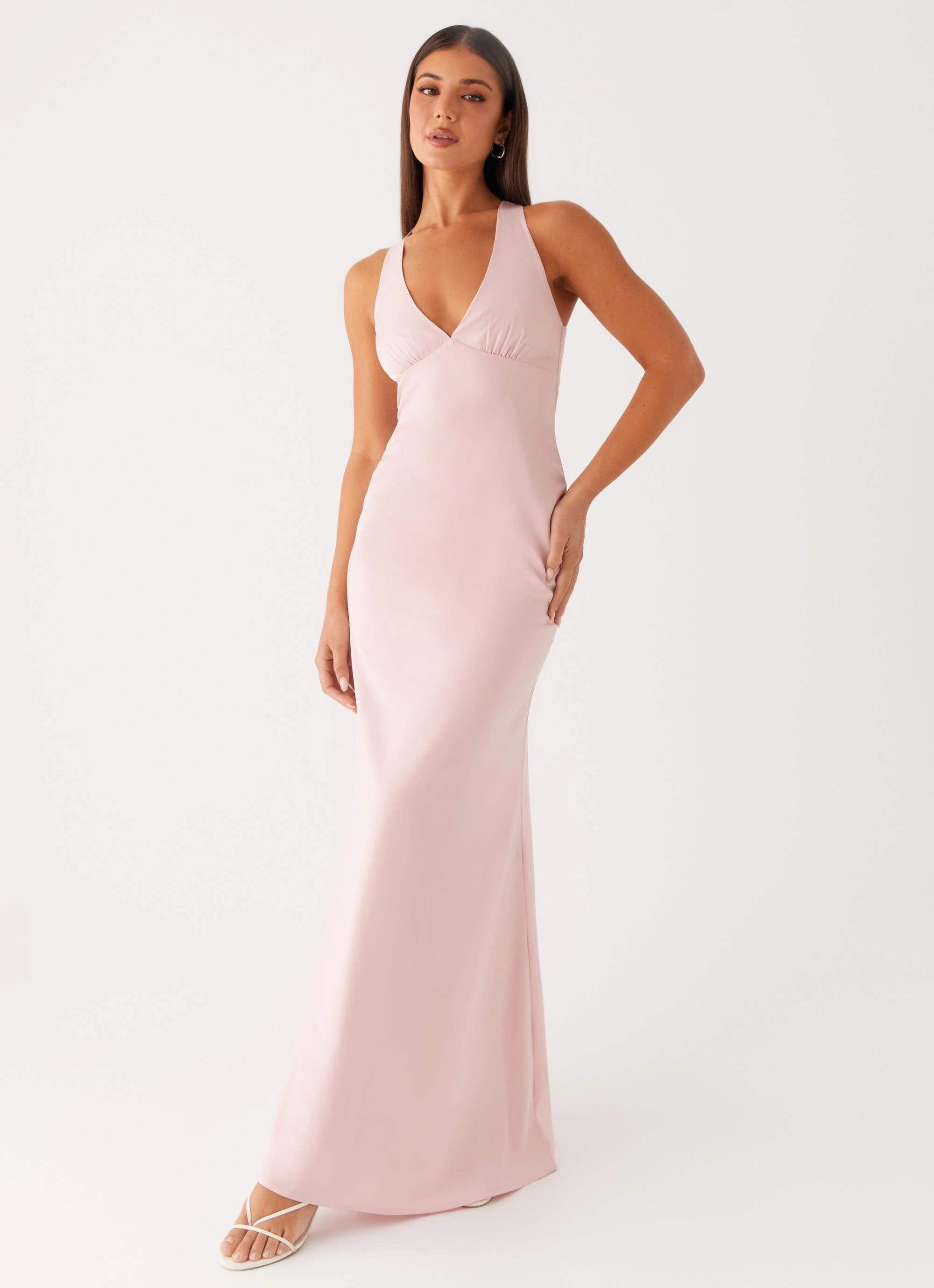 Effortless Layering Vibrant Light Desi Halterneck Maxi Dress - Pink