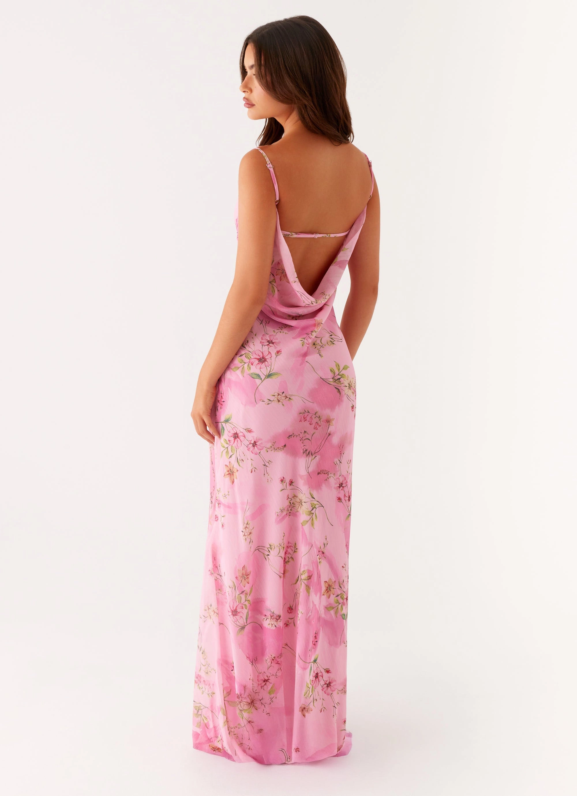 Vibrant Movement Layered Wear Orlando Maxi Dress - Pink Floral Print
