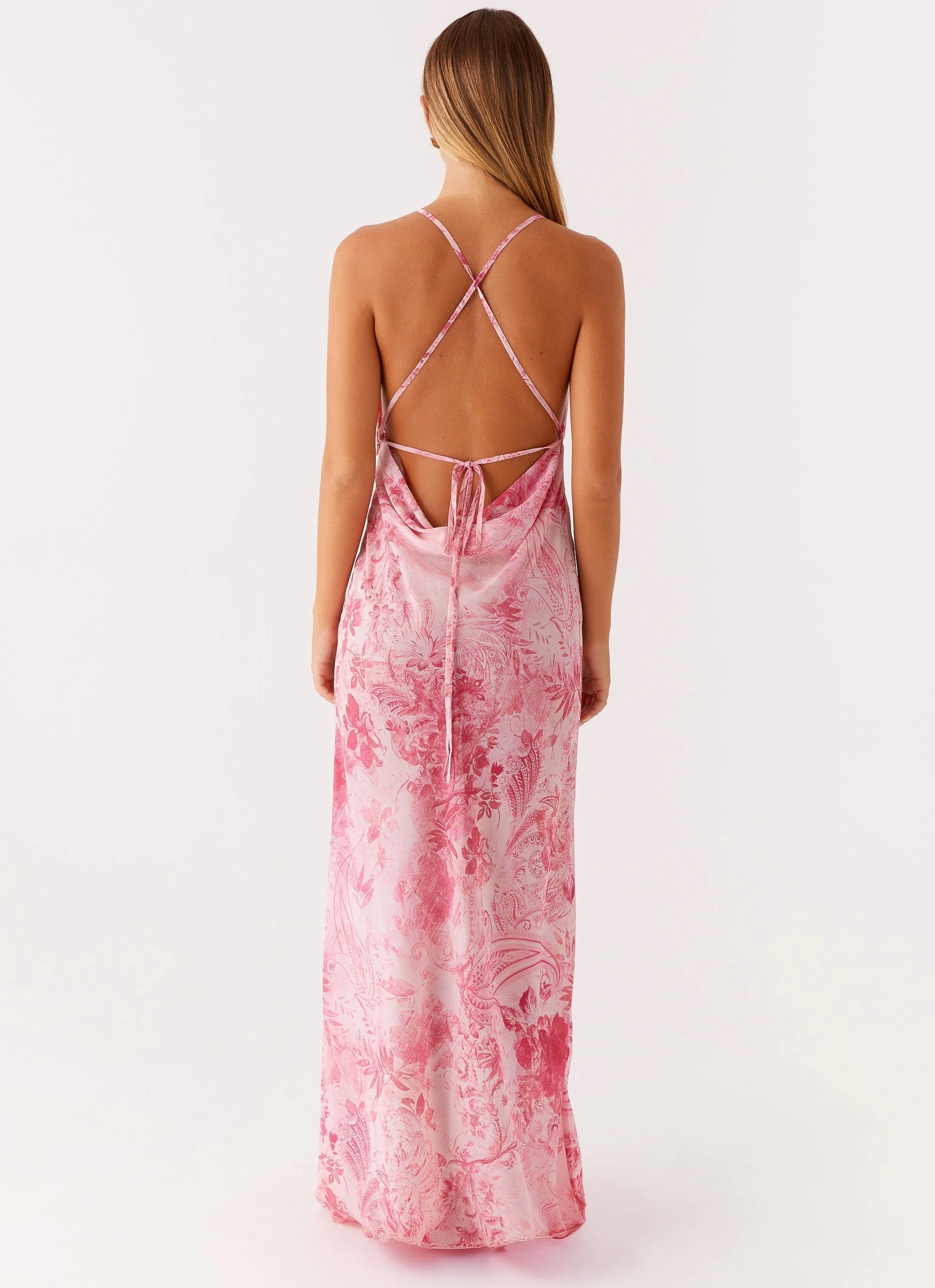 Tara Maxi Dress - Pink Print BreathableLining