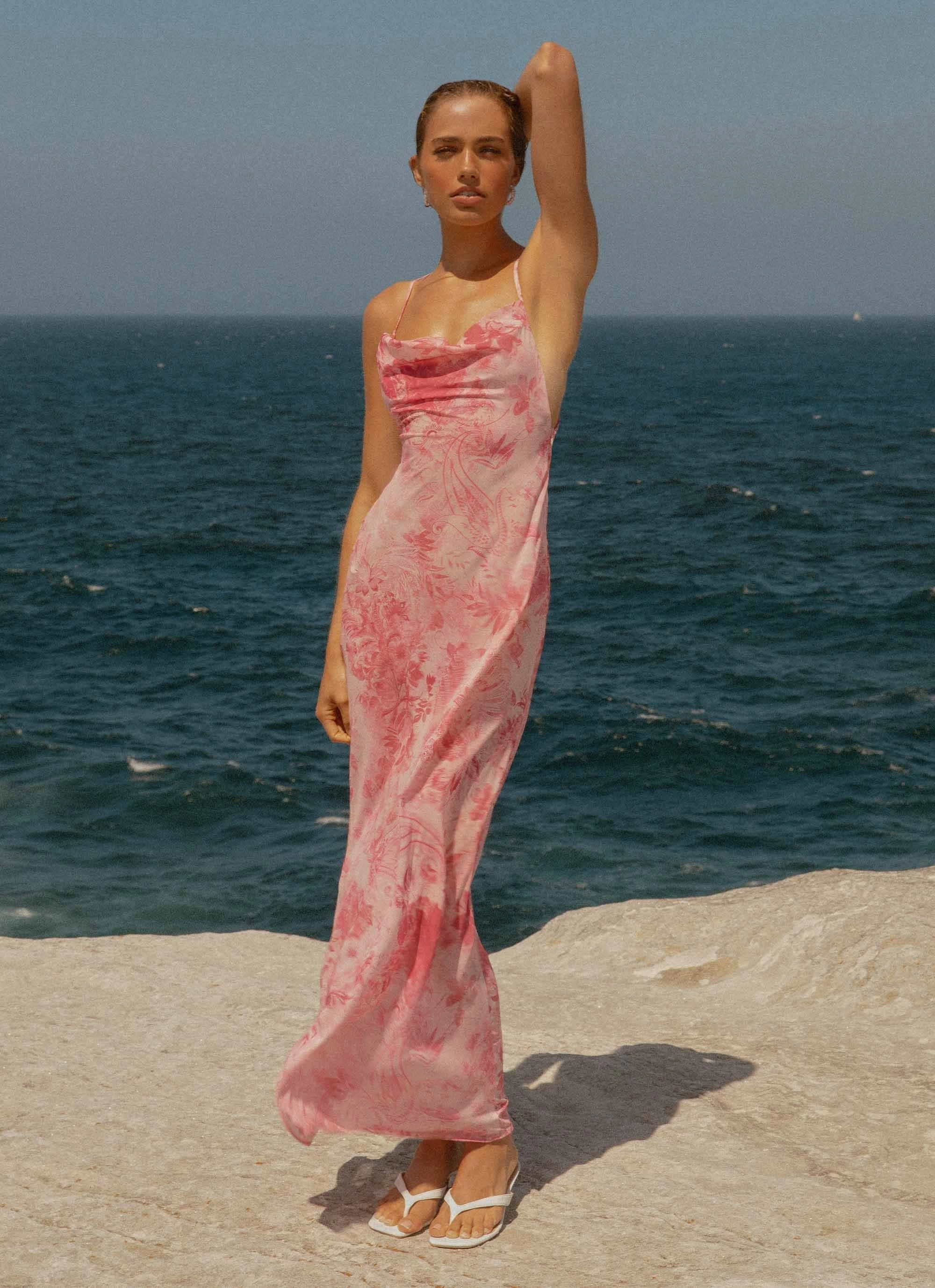 Bright-Hue Tara Maxi Dress - Pink Print