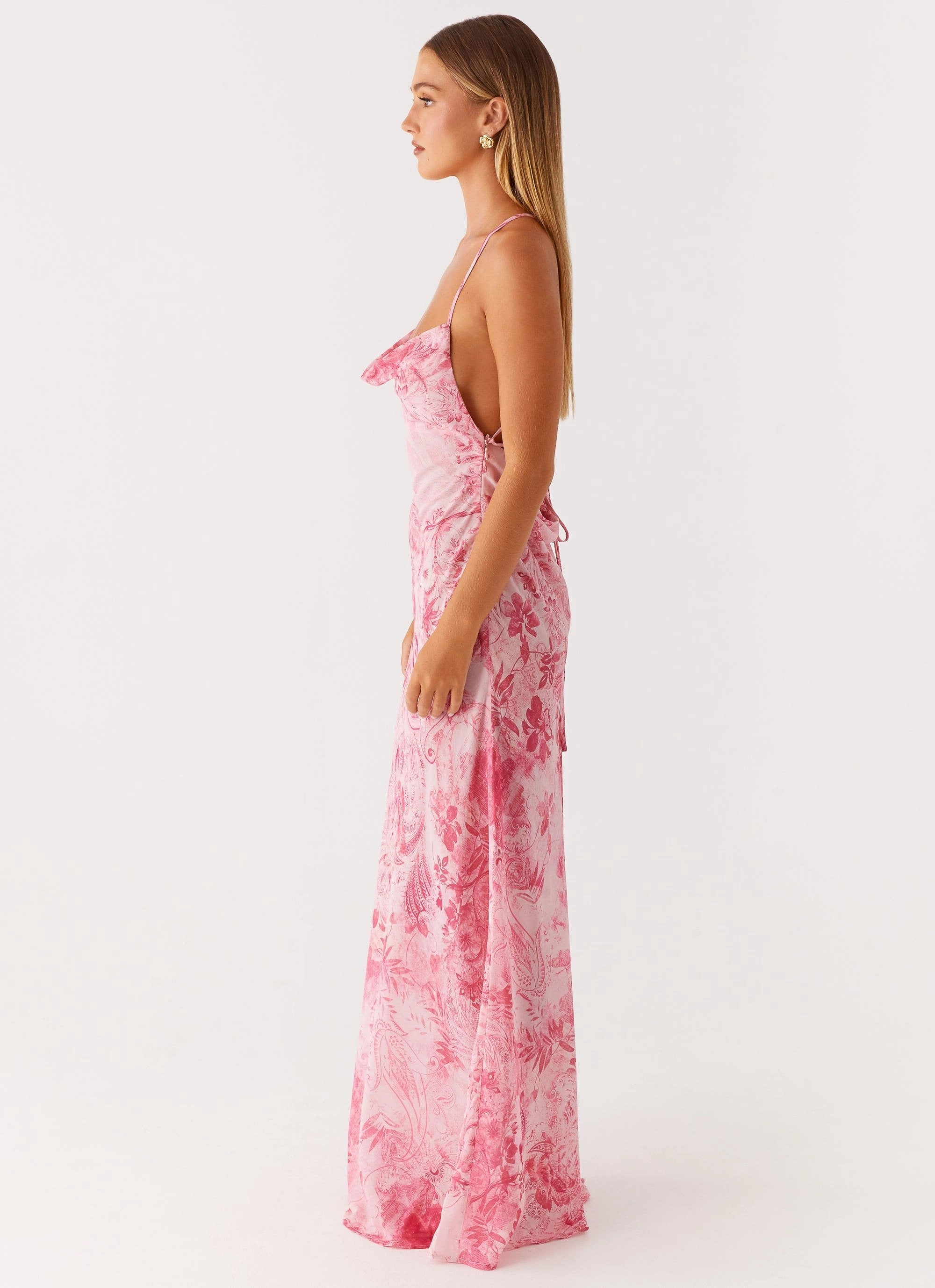 Scandi Clean Chill Base Tara Maxi Dress - Pink Print