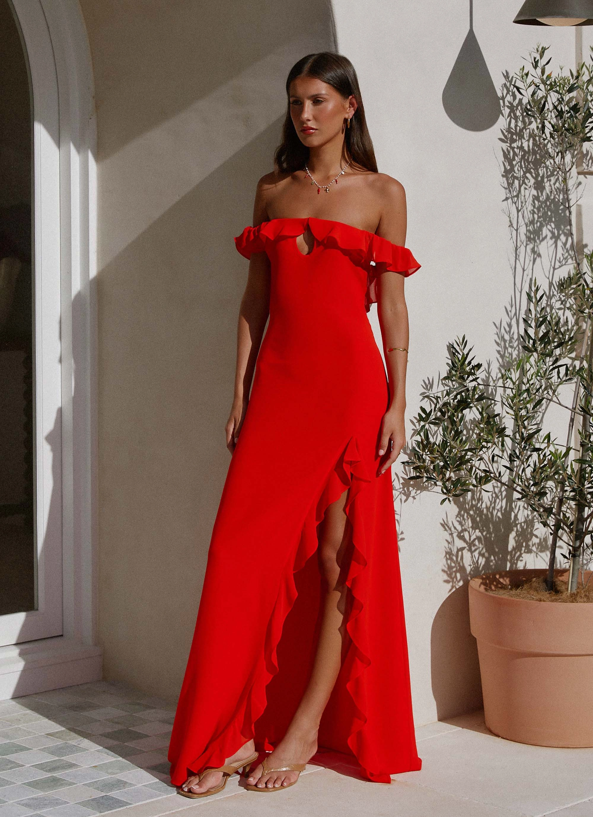 Braxton Maxi Dress - Red Scandi Clean Timeless Appeal