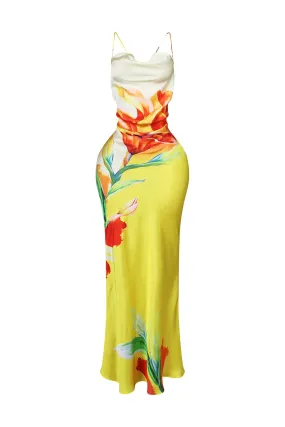 Fluid Bias Cut Satin Tank Maxi Dress Pure Fabric