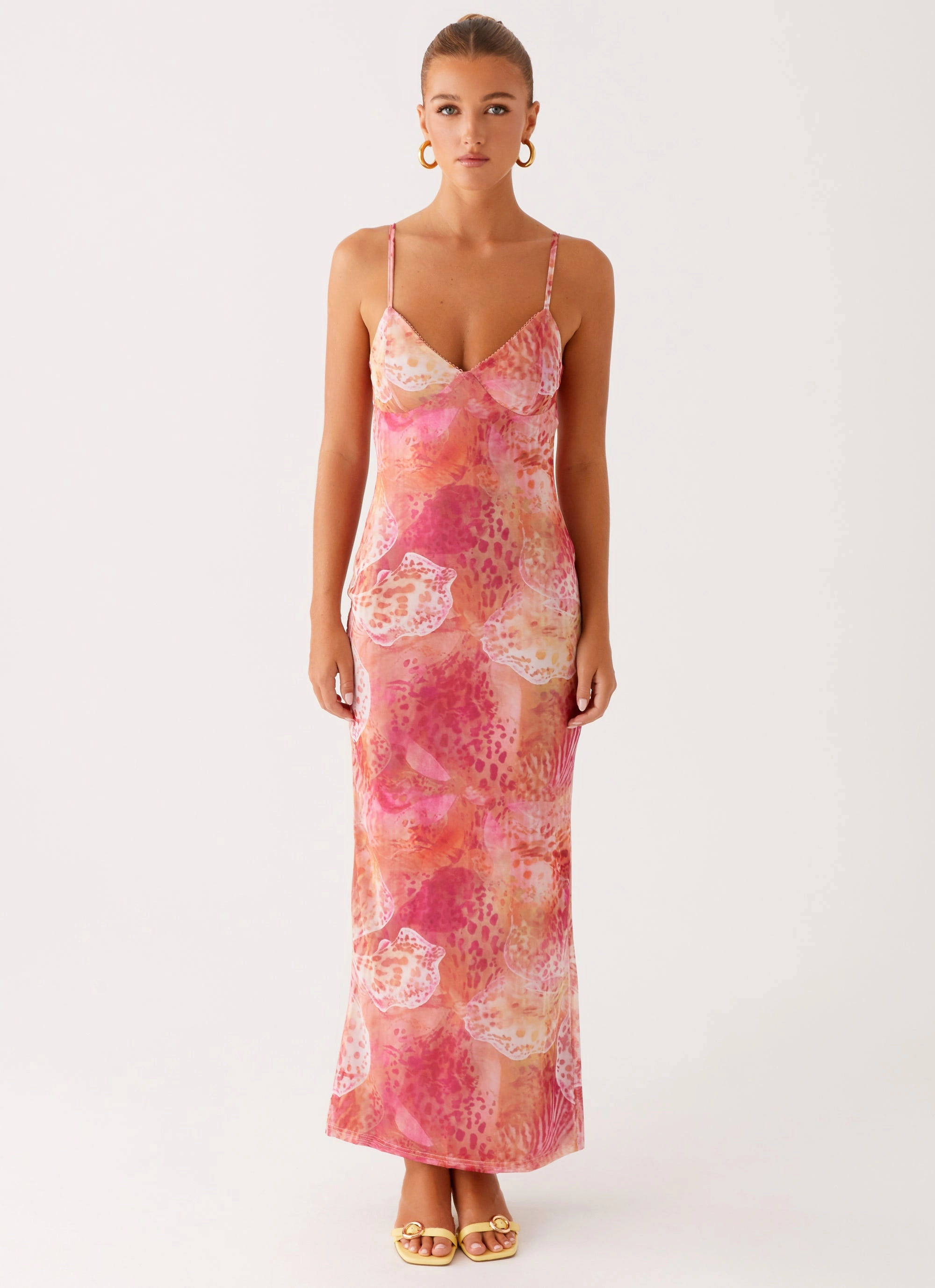 Light Comfort Trendy Silhouette Kasey Midi Dress - Flamingo Fling