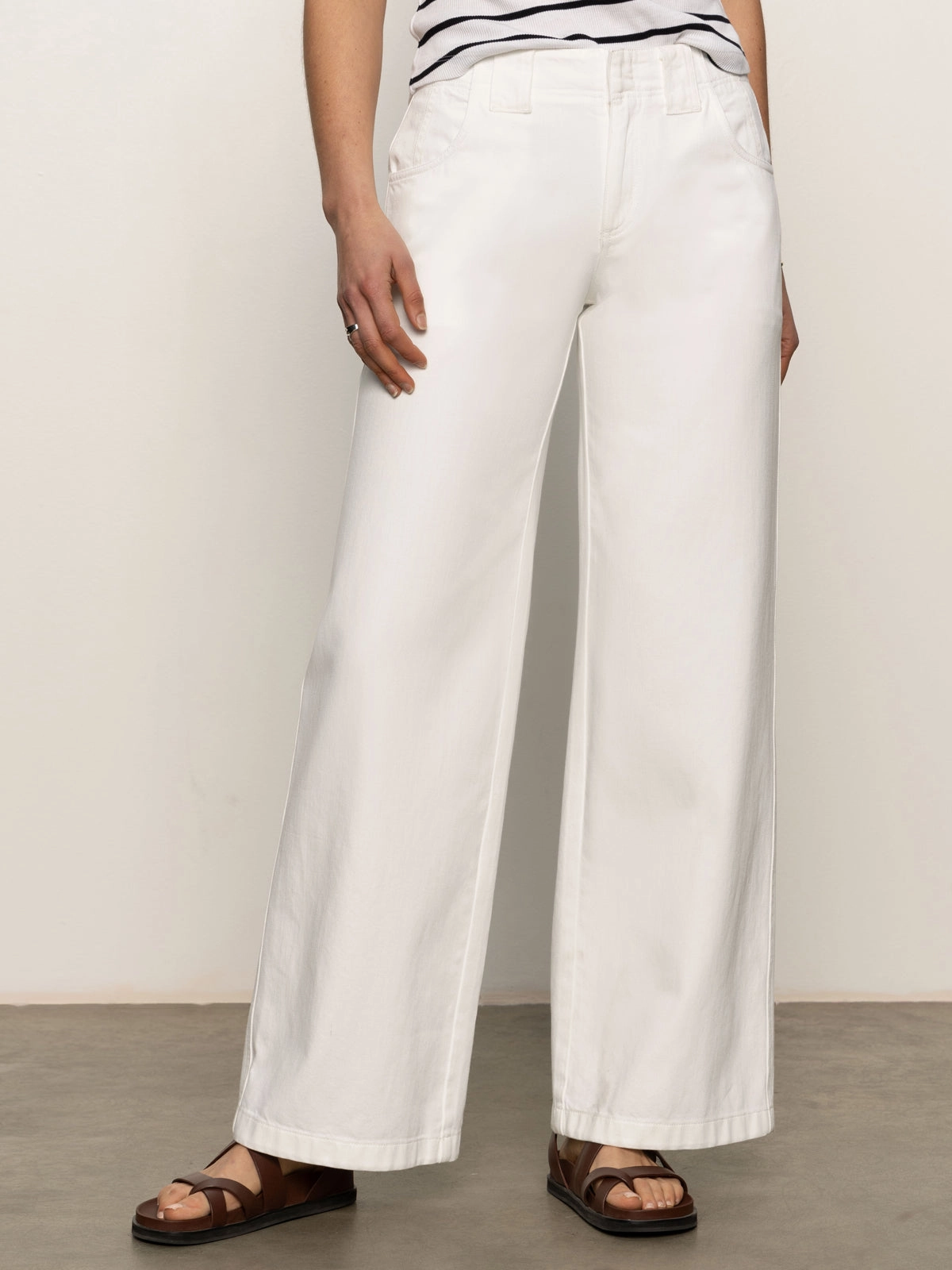 NonIrritating Stitching Arden Wide Leg Jeans Brilliant White