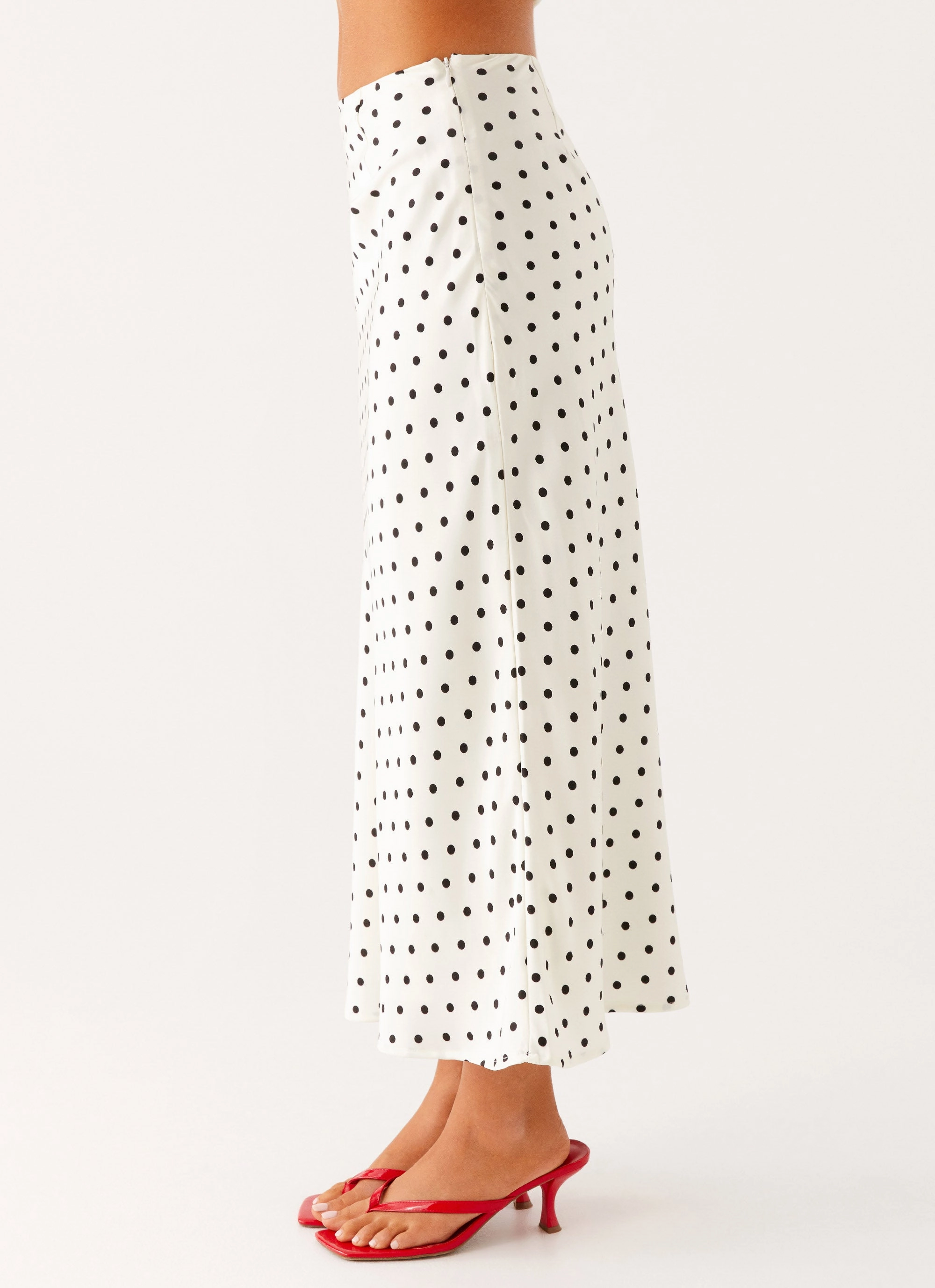 Fashion Energy Breanne Midi Skirt - White Polka Dot