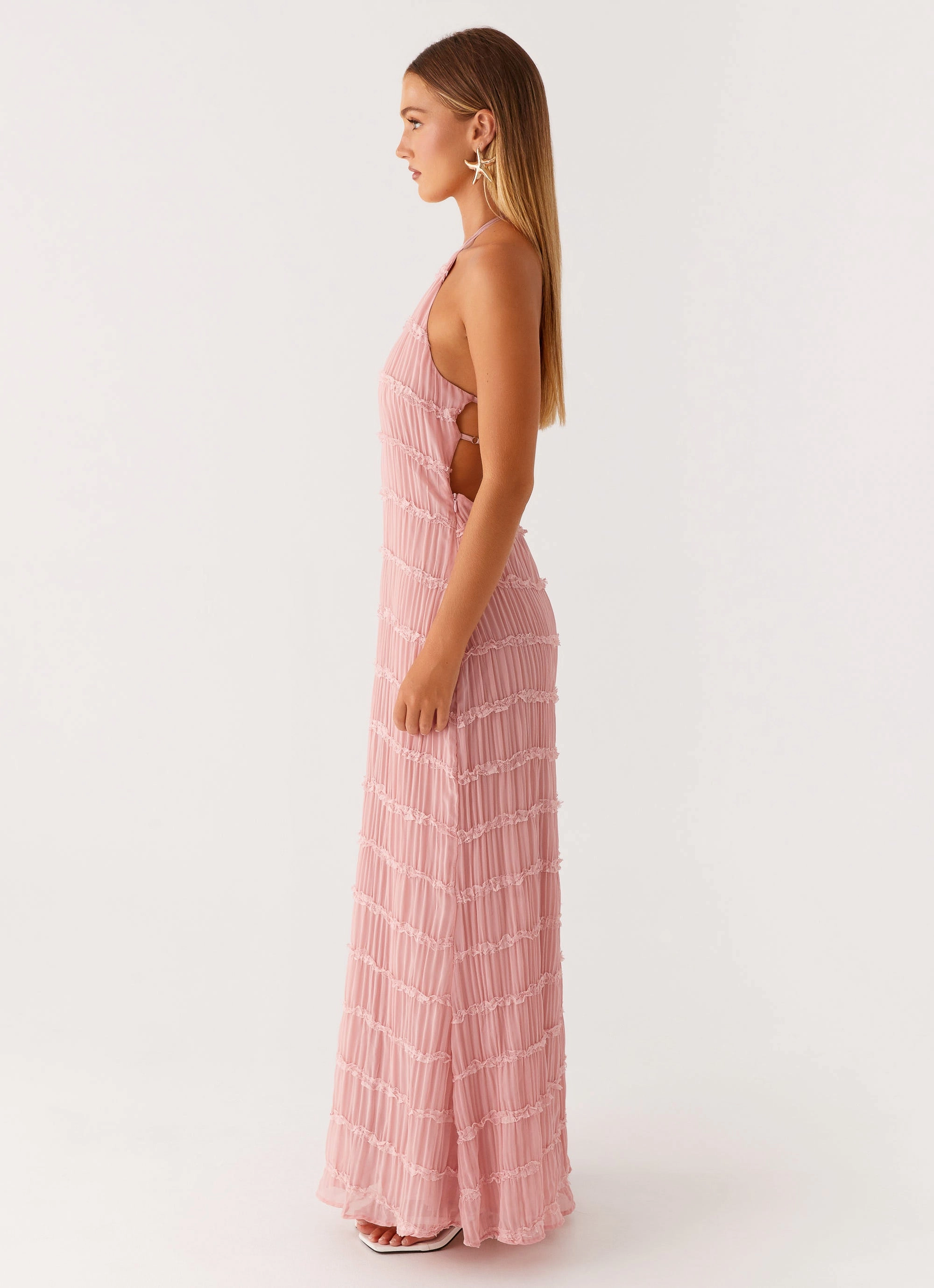 Aullie Maxi Dress - Pink Draped Fabric