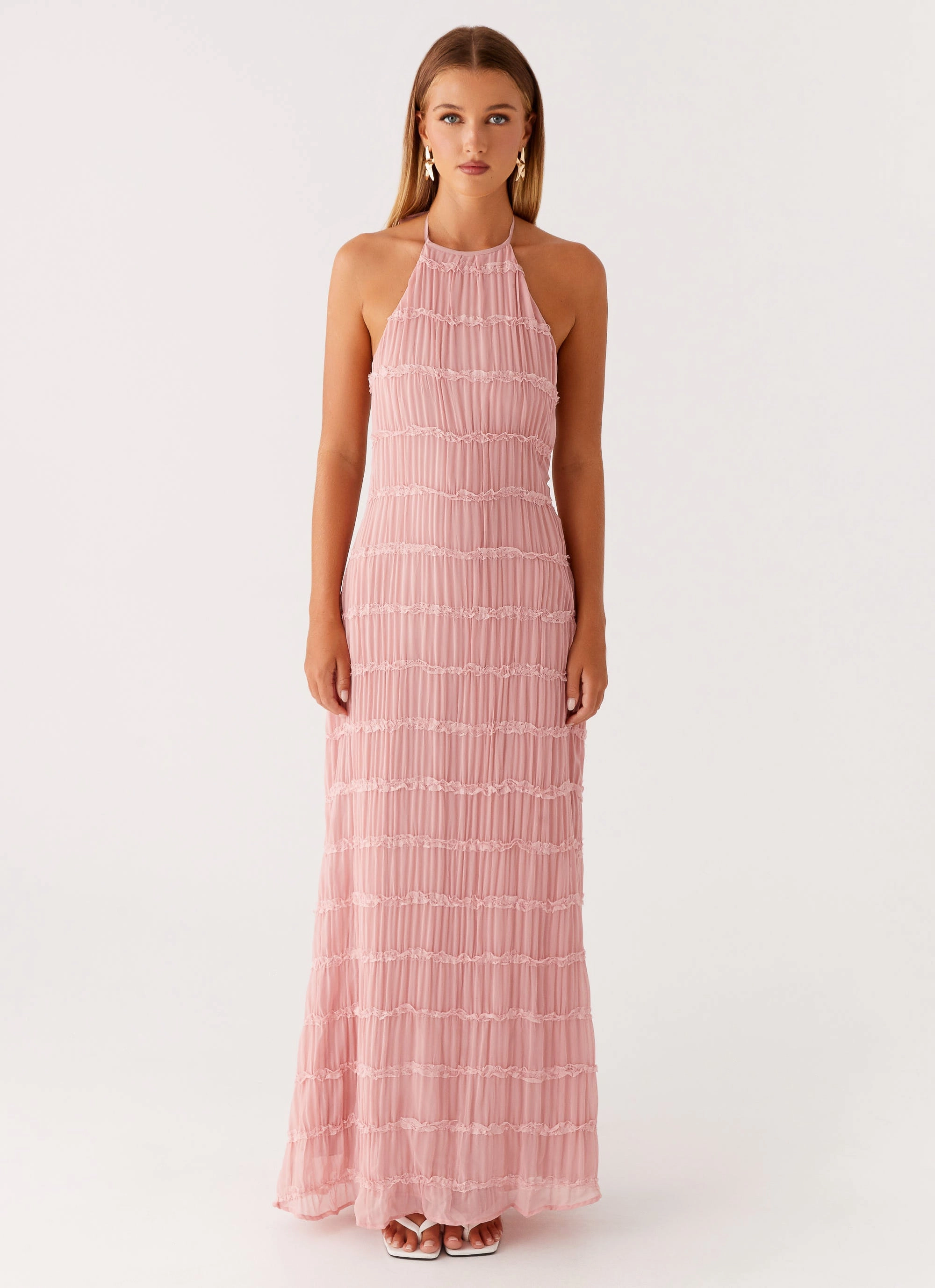 Button-front Aullie Maxi Dress - Pink