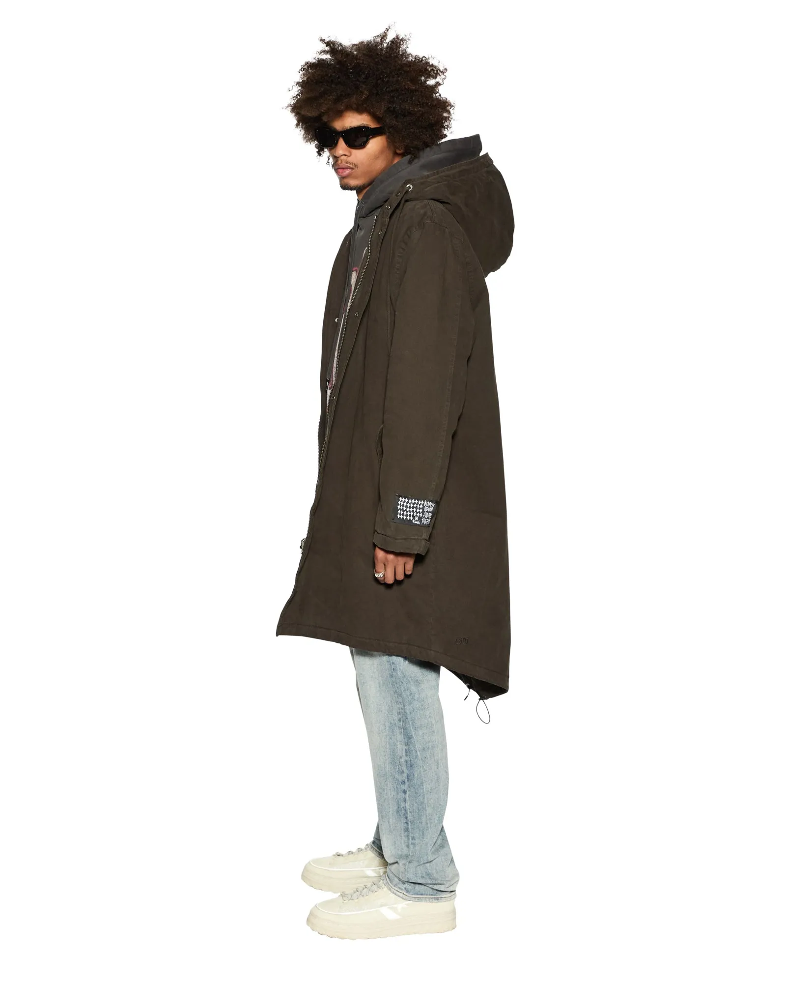 Slub Knit RANGER PARKA DARK KHAKI Minimalist Silhouette Reinforced Neckline Detail