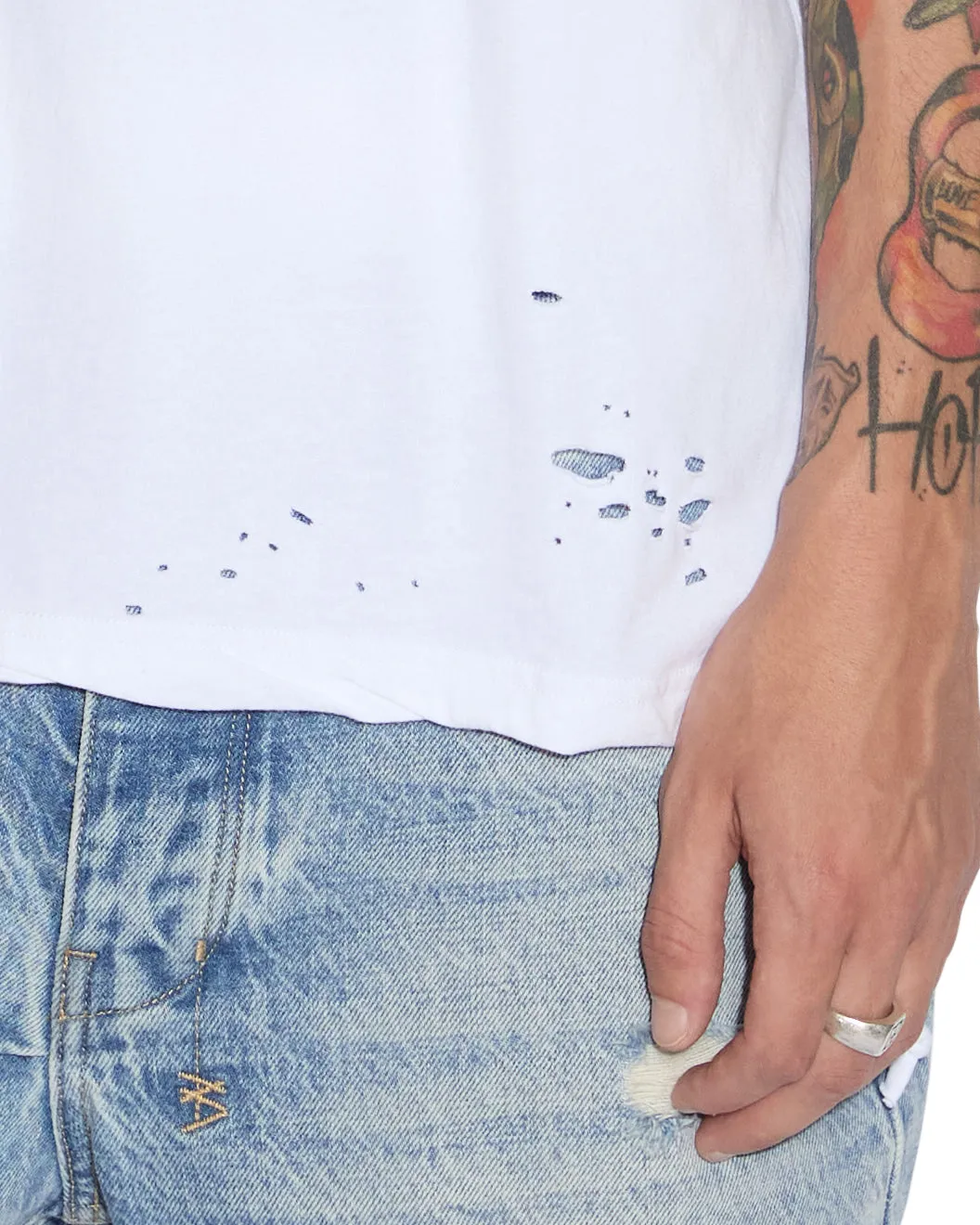 Thermal Insulation Slub Textured Knit SIOUX SS TEE VINTAGE WHITE