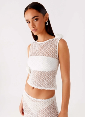 Velli Crochet Top - White Trendy Shirt