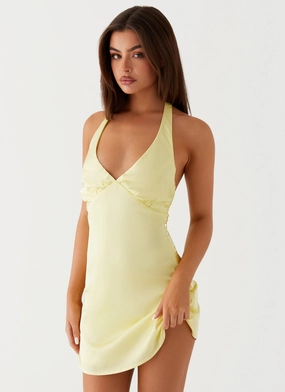 Maternity Friendly Heavy Hearted Mini Dress - Yellow