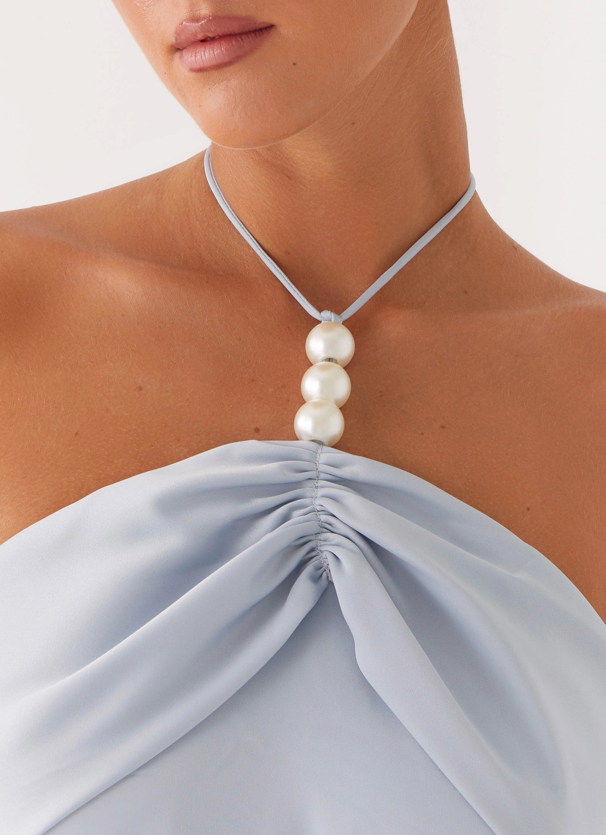 Cecelia Mini Dress - Blue Outfit Focused Inverted Pleats