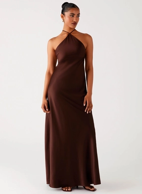 Lightweight Tulama Maxi Dress - Chocolate