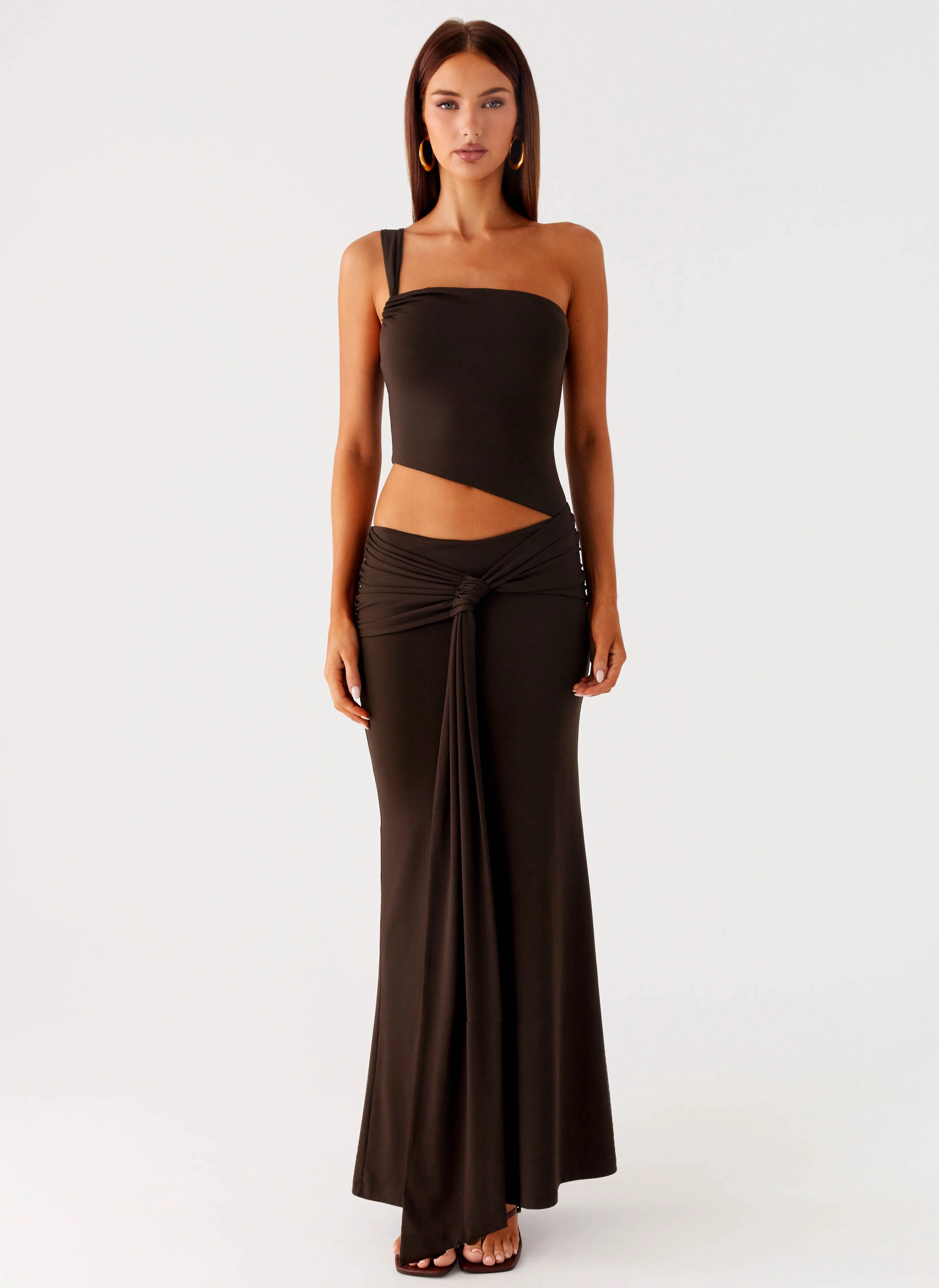 Luara Cut Out Maxi Dress - Chocolate petite size Cool Structure