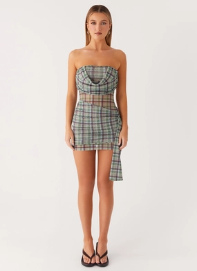 Light Volume Seren Mini Dress - Cedar Check