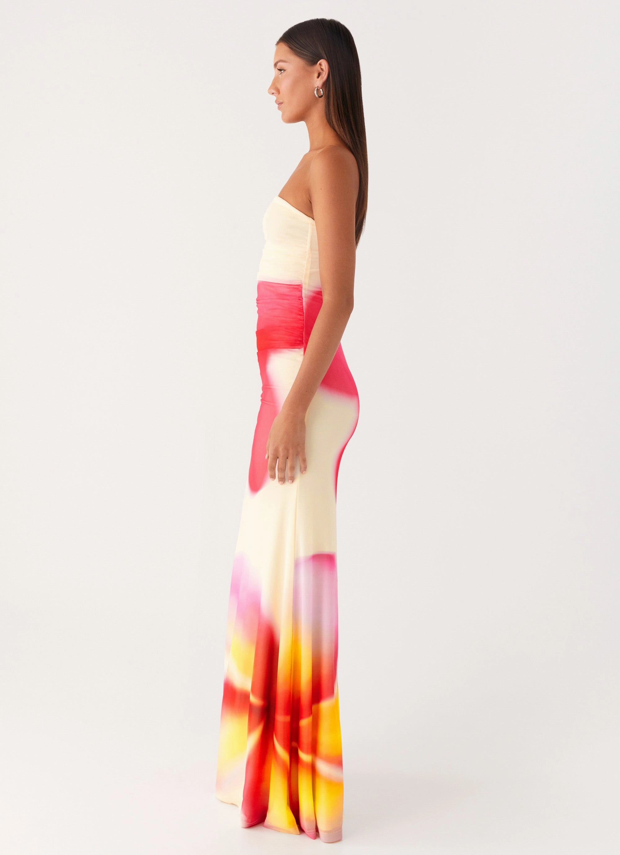 Iroha Strapless Maxi Dress - Frangipani Yellow Tiered-Skirt All Season