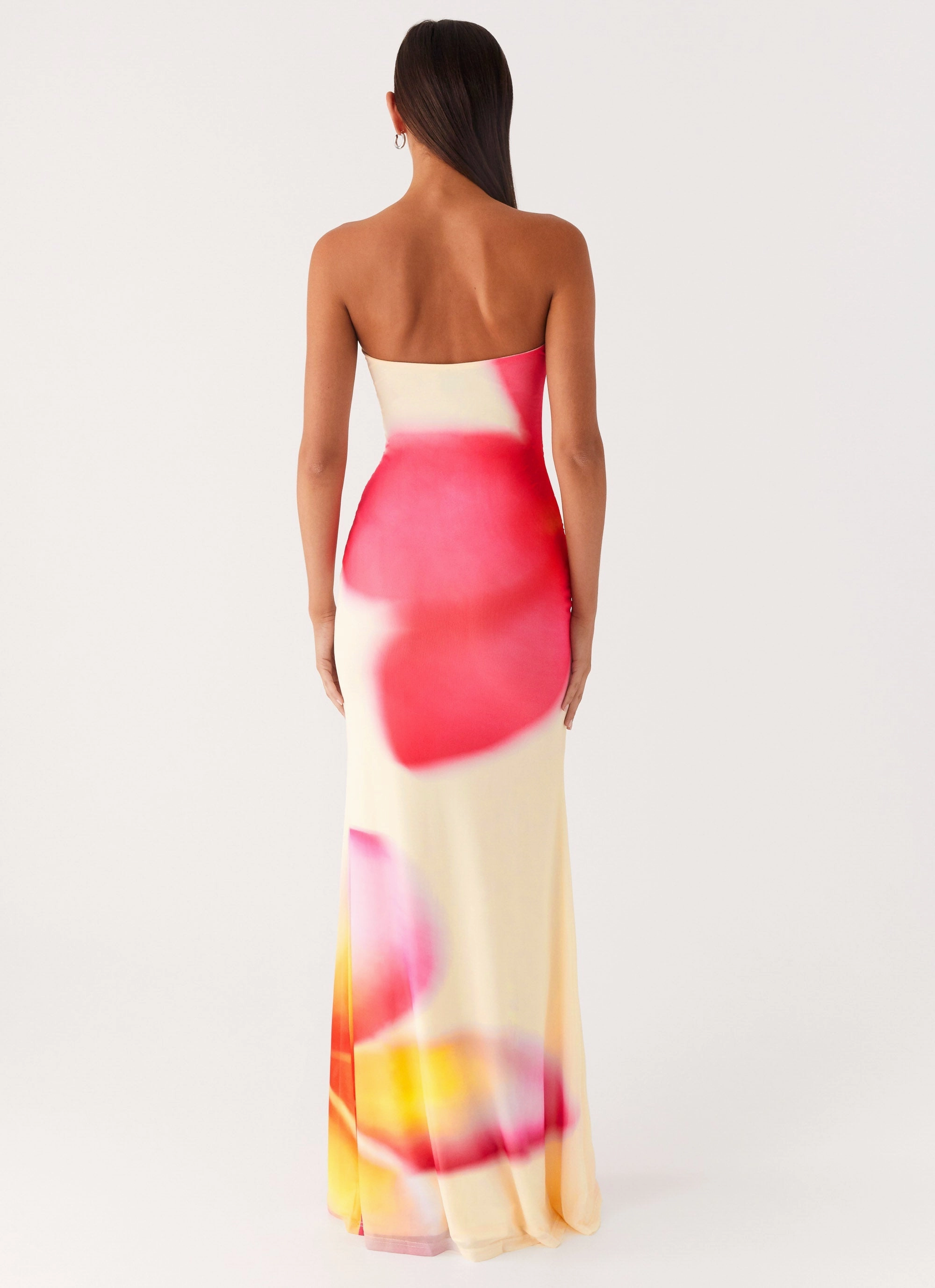 Iroha Strapless Maxi Dress - Frangipani Yellow Bright Bloom