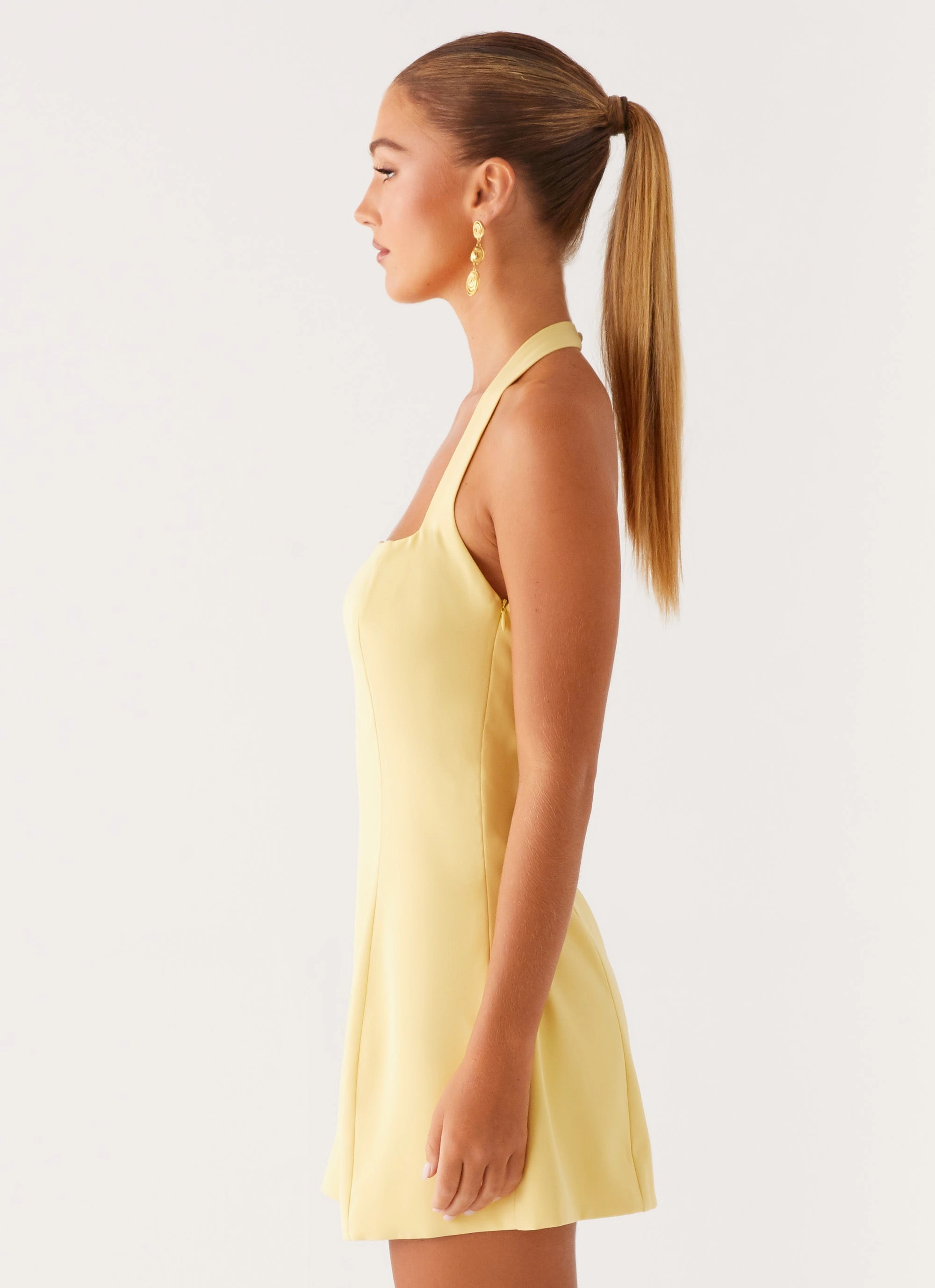 Remi Halter Mini Dress - Yellow Smart Design Easy Layering Piece
