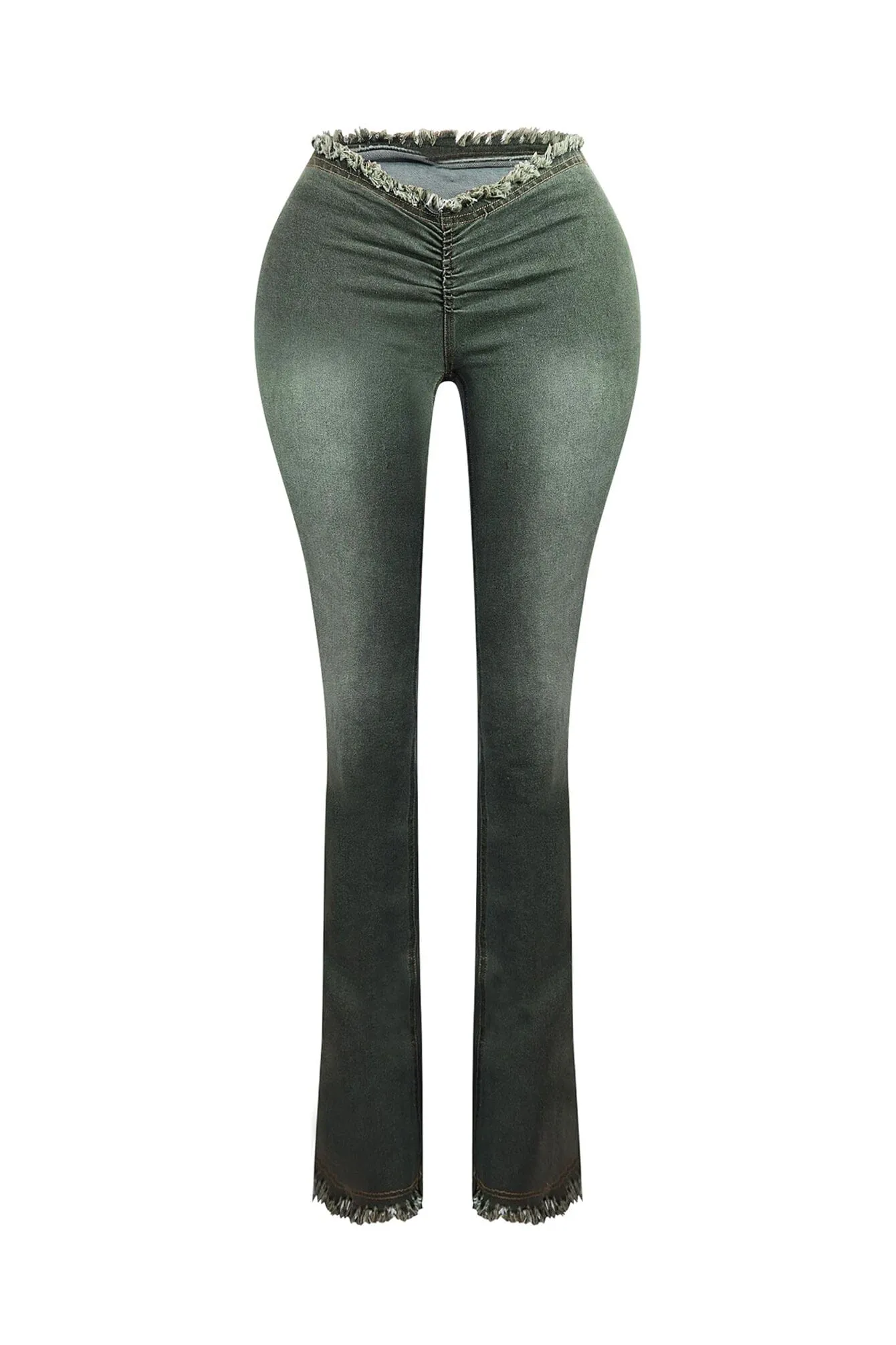 QuickDry Material Smokey Low Rise Frayed Denim Jeans HighDensity Weave