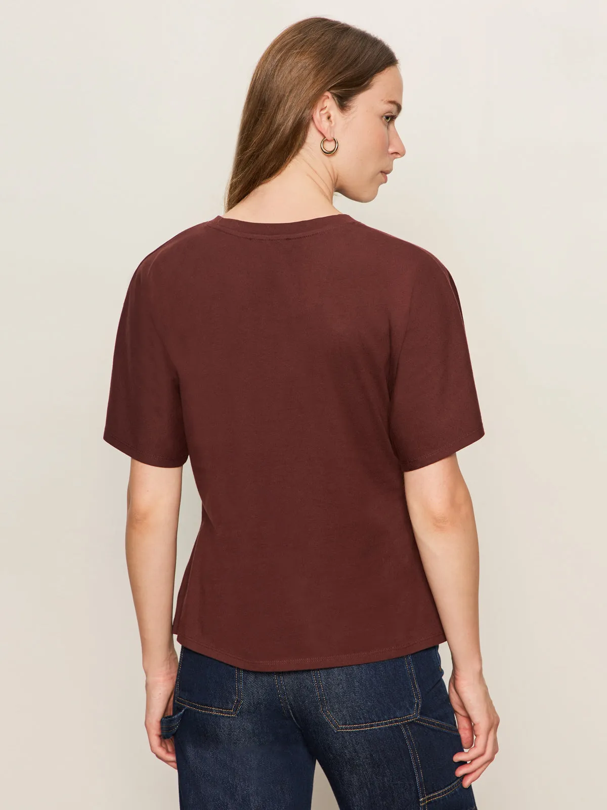 Shirred Waist Dolman Tee Chicory Non Restrictive Fit LongLastingDurability