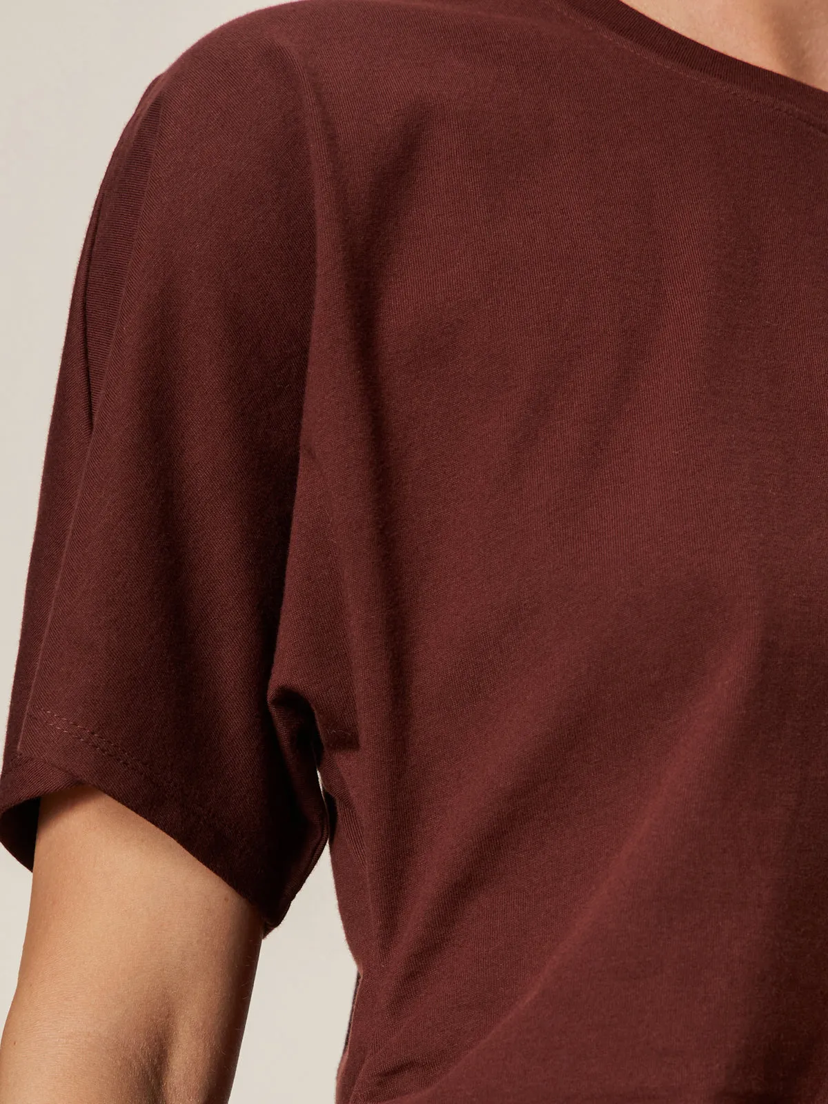 Shirred Waist Dolman Tee Chicory Hygroscopic Inner Layer