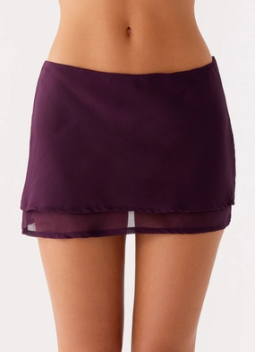 Caleb Mini Skirt - Plum Laser cut