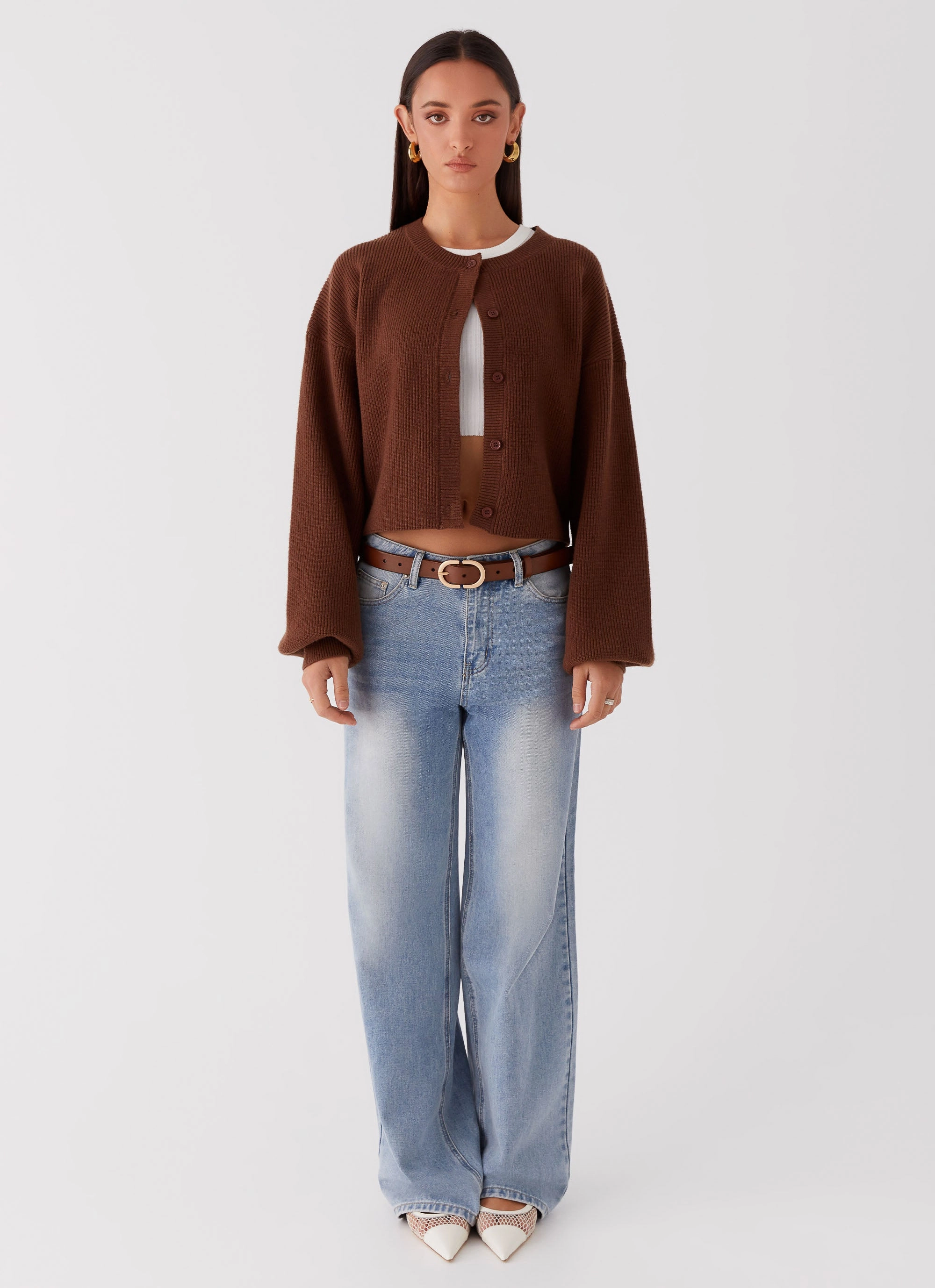 Daphne Knit Cardigan - Chocolate Tagless Neckline Design