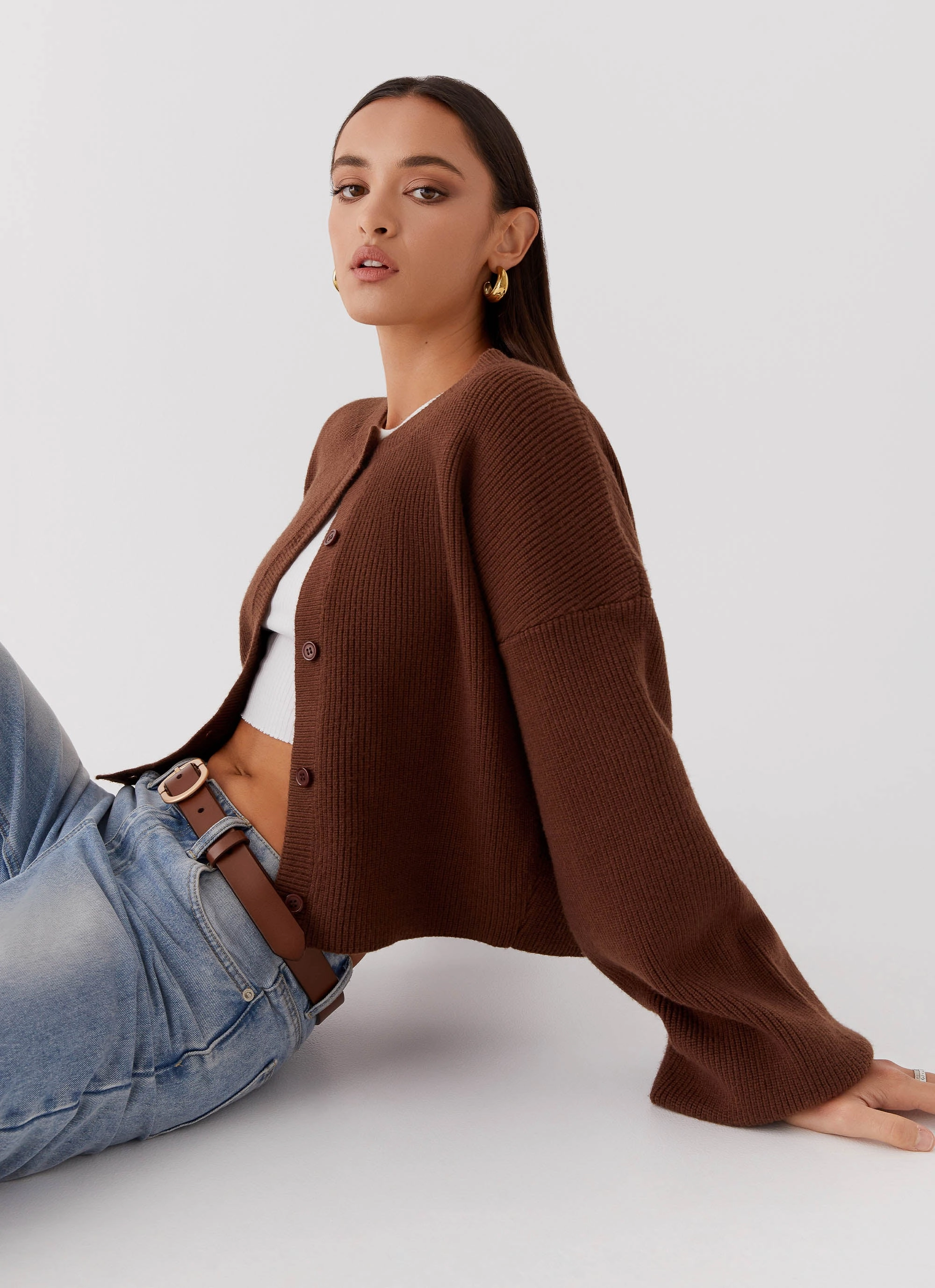 Daphne Knit Cardigan - Chocolate Secure Chest Pocket Anti Pilling Textile