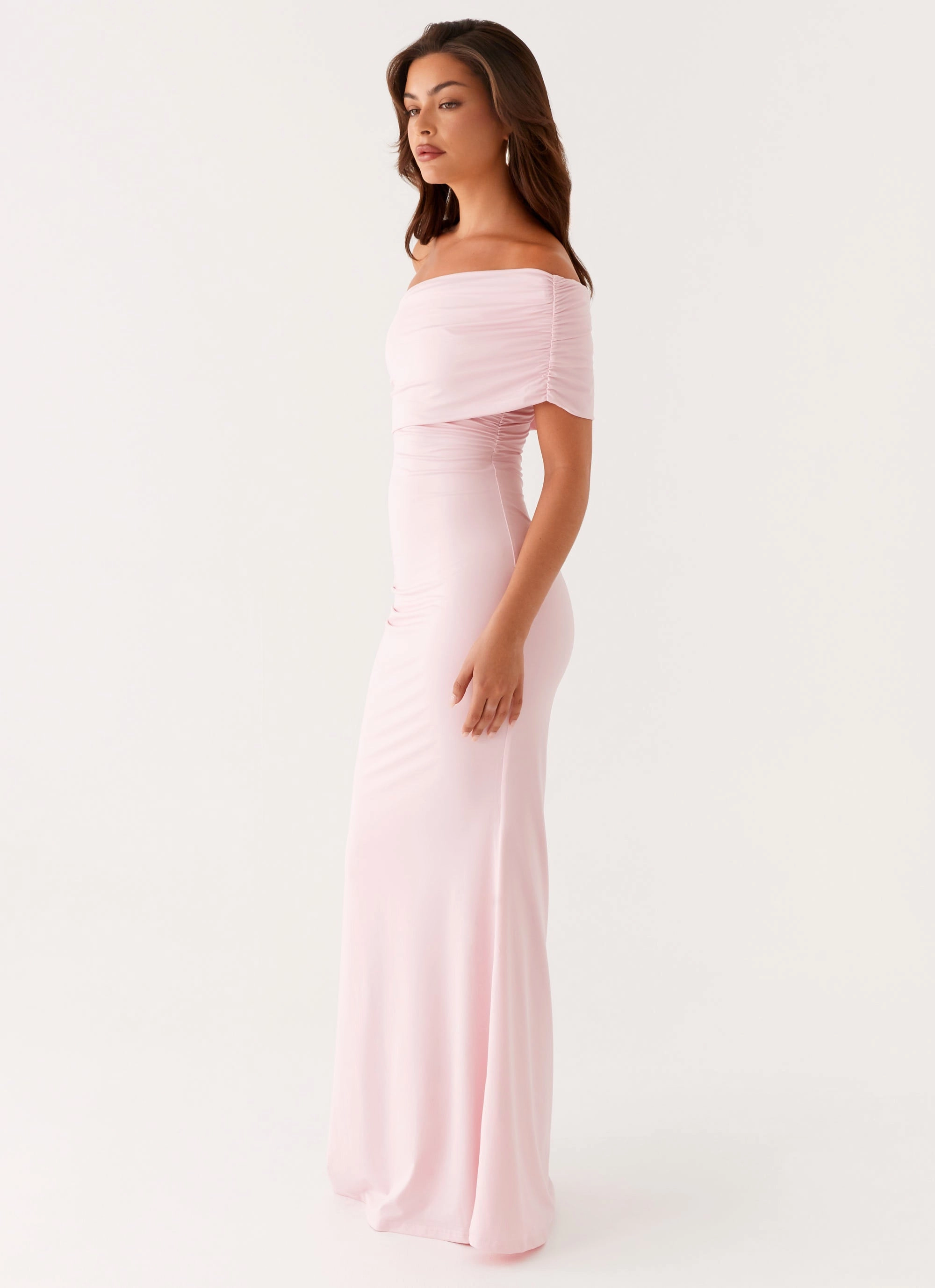 Bright Accent Sleek Tone Socialite Maxi Dress - Pink