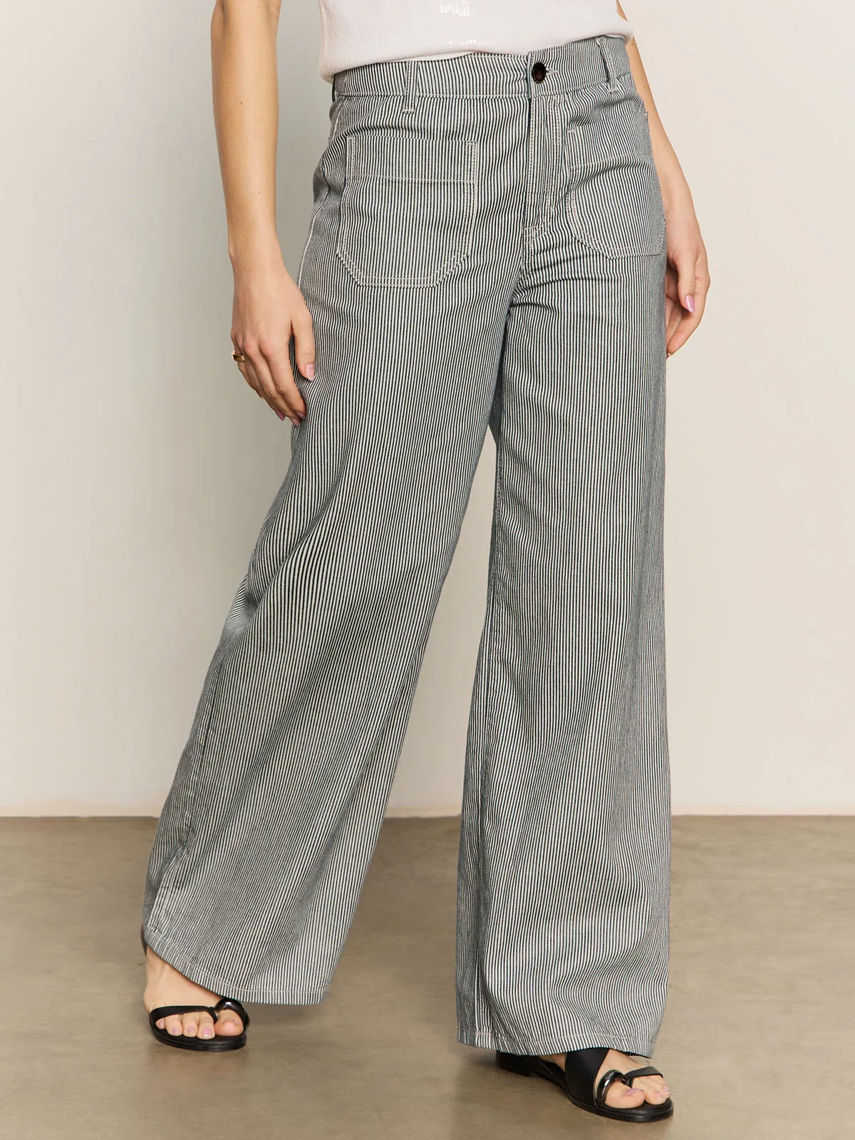 Relaxed Look Non Irritating Tags Marine Full Length Semi High Rise Pant Yacht Stripe