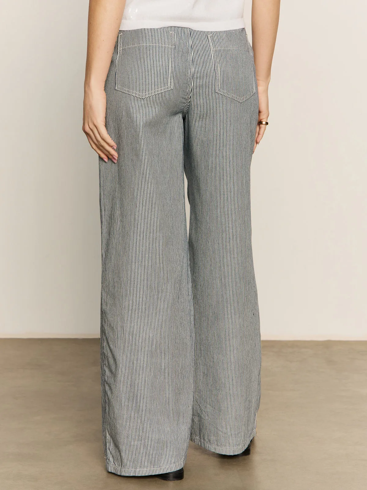 Tear Resistant Design Fitted waist Marine Full Length Semi High Rise Pant Yacht Stripe