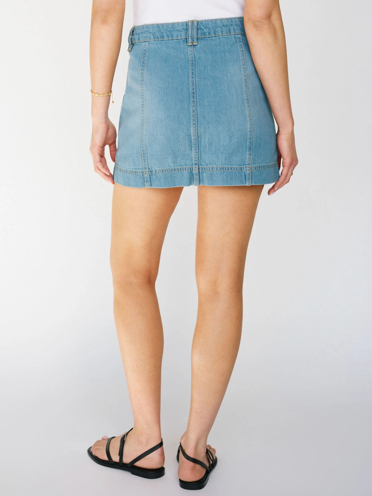 AntiPillingSurface TaglessLabel All Buttoned Up Denim Skirt Dream Team