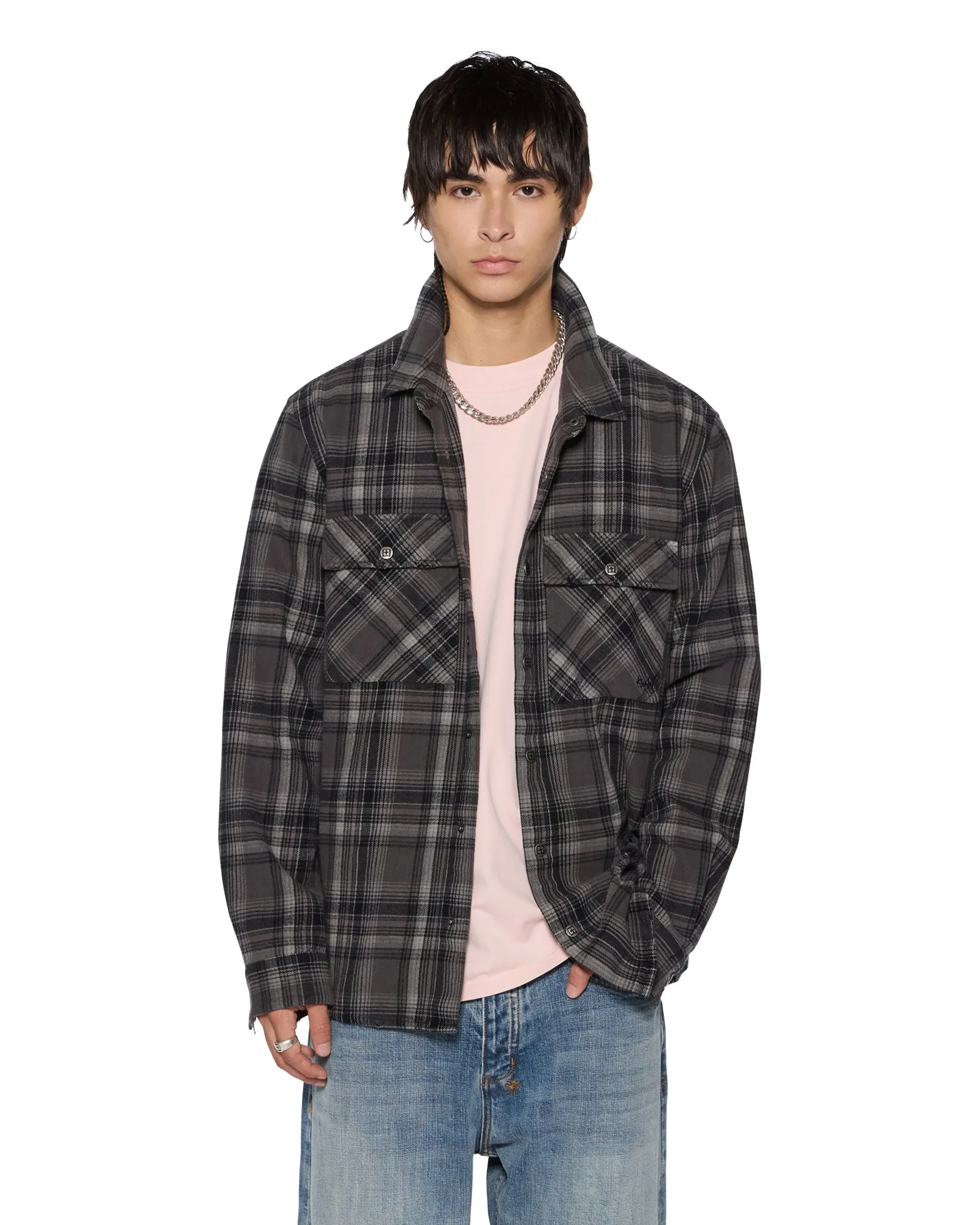 SNAKEBITE SHIRT CHECK CHARCOAL Antistatic Durable Overlock Stitch