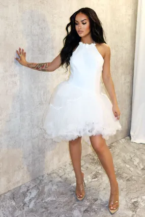 Sustainable-Lining Snowdrop Halter Neck Tulle Dress