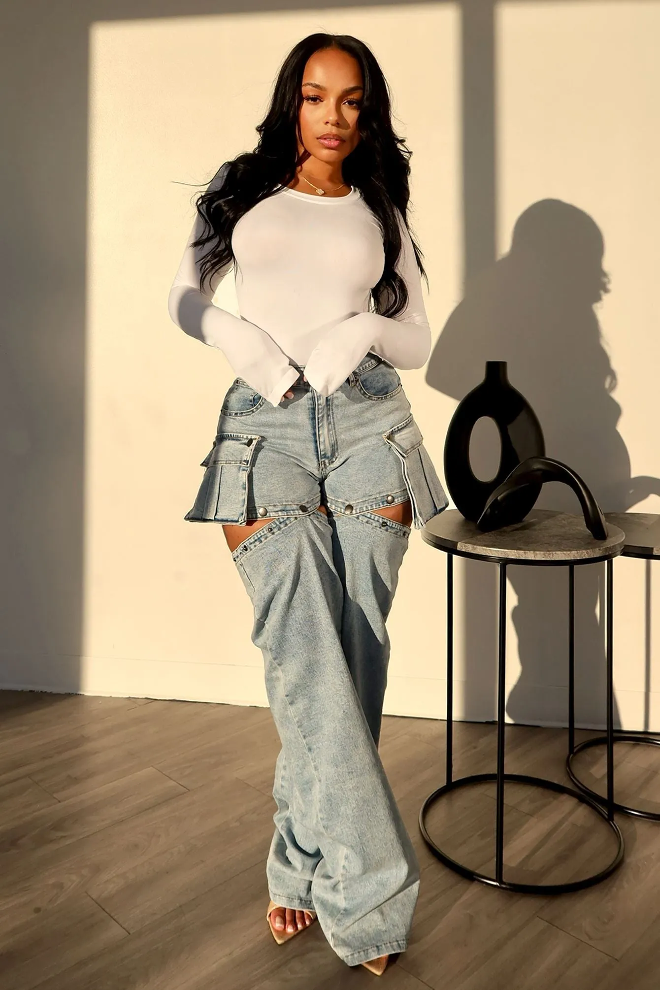 Snap Me Detachable Pocket Jeans Night Out Rainy Day