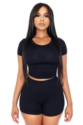 Soft Basic Smooth Cropped Tee Basic Wardrobe TemperatureRegulating Fabric