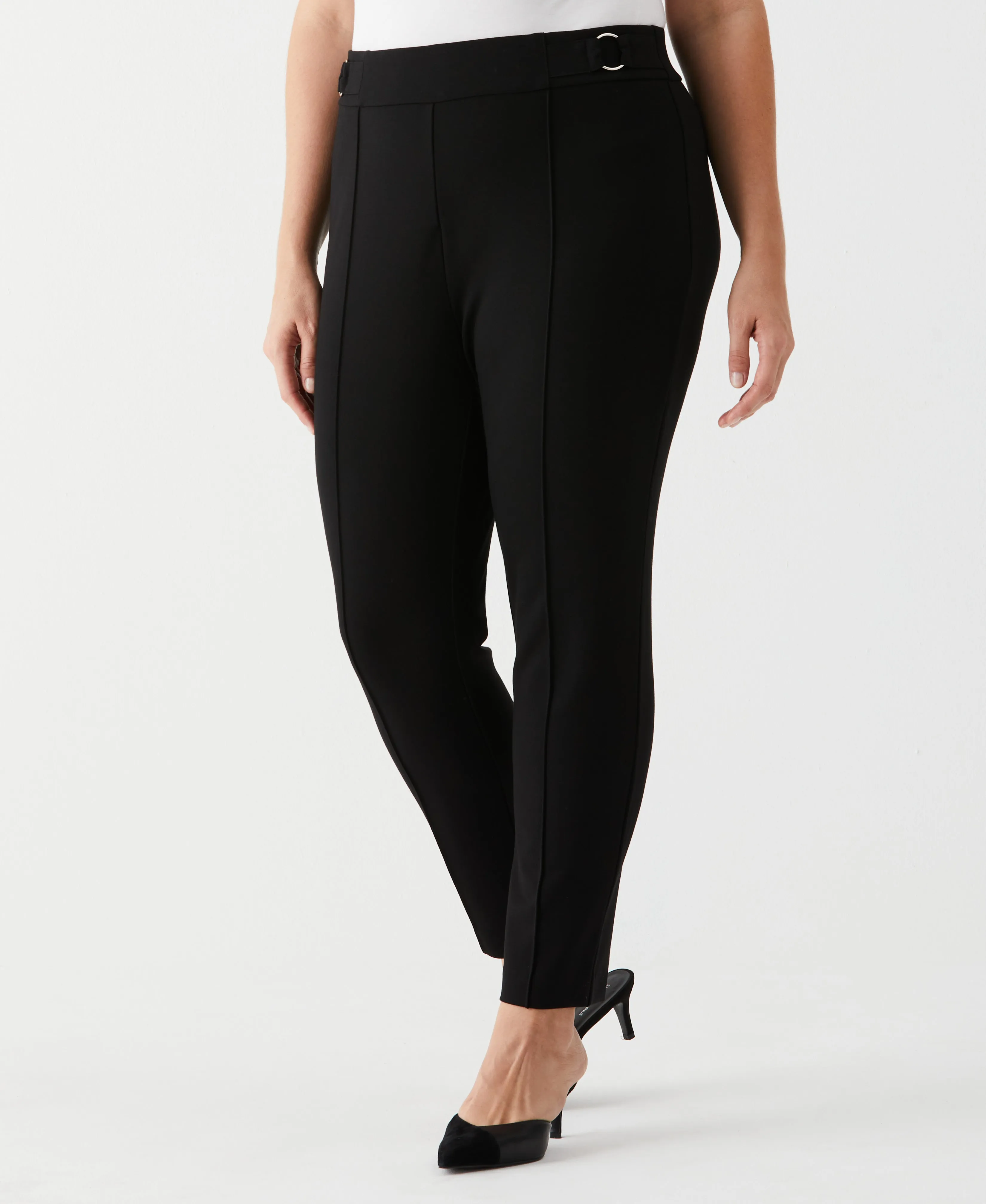 Plus Size Slim Leg Ankle Pant with Hardware Stretch Motion