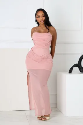 Casual and Stylish Soft Gaze Shirred Sheer Maxi Dress