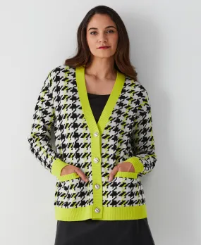 Cozy Vibe Knitted Fashion Houndstooth Relaxed Cardigan