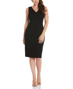 Ponte V-Neck Shift Dress High-waist Bless Glow