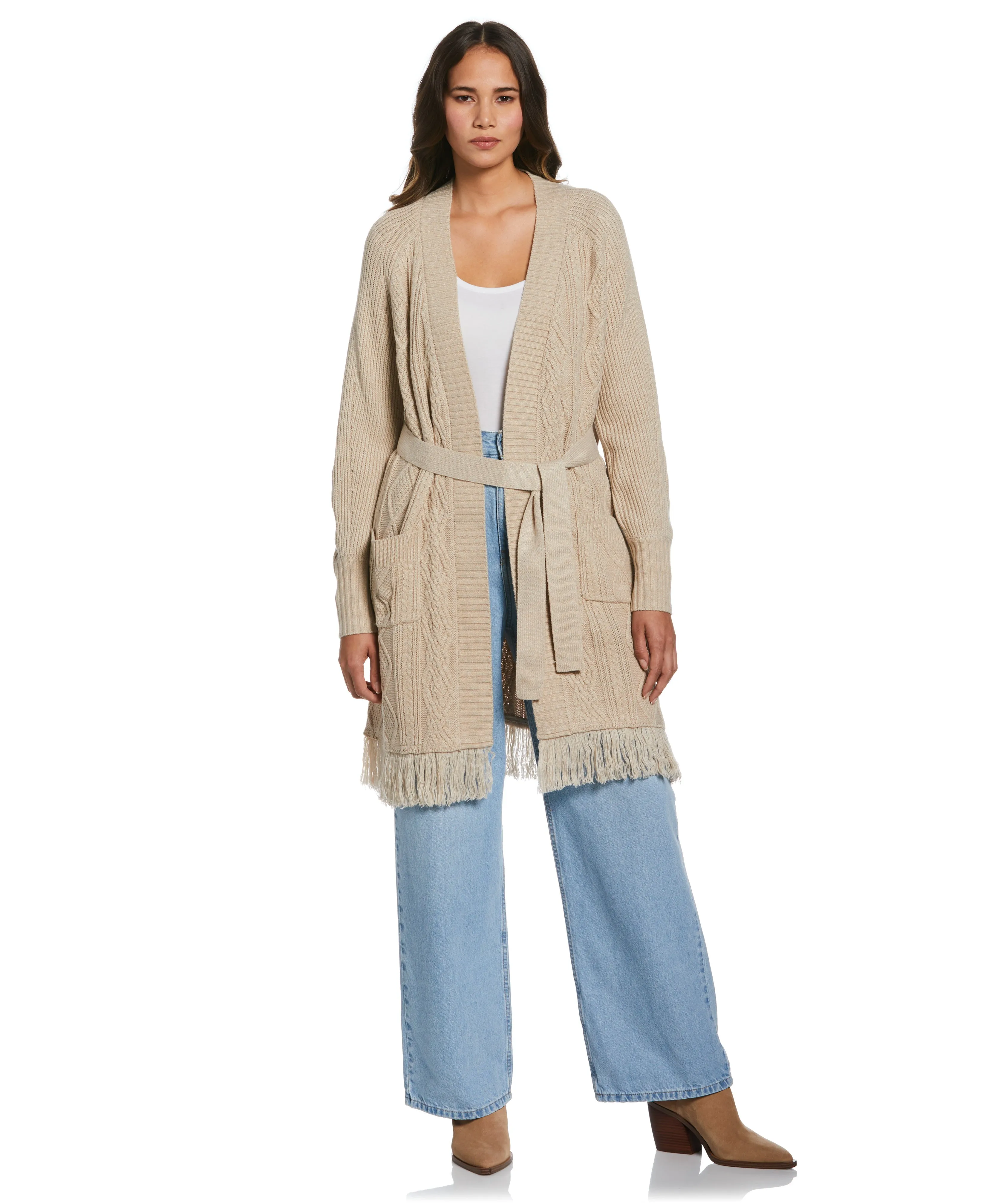 Fringe Duster Sweater ContrastTipping