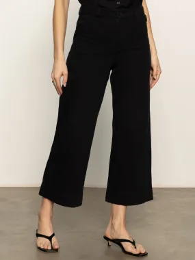 Sporty Comfort Soft Marine Wide Leg Standard Rise Crop Pant Black