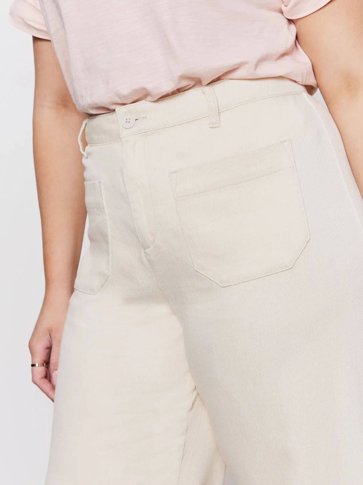 Soft Marine Wide Leg Standard Rise Crop Pant Macrame Extended Sizing Relaxed Comfort Look Outdoor Comfort