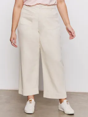 Soft Marine Wide Leg Standard Rise Crop Pant Macrame Extended Sizing Non Slip Waistband