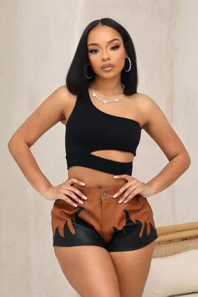 Soft Smooth One Shoulder Cutout Top Bonded Seam Construction