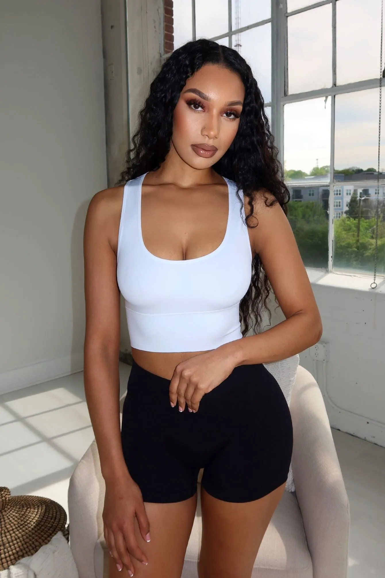 Minimalist Silhouette Oversized Silhouette Soft Basic Smooth Scoop Neck Top