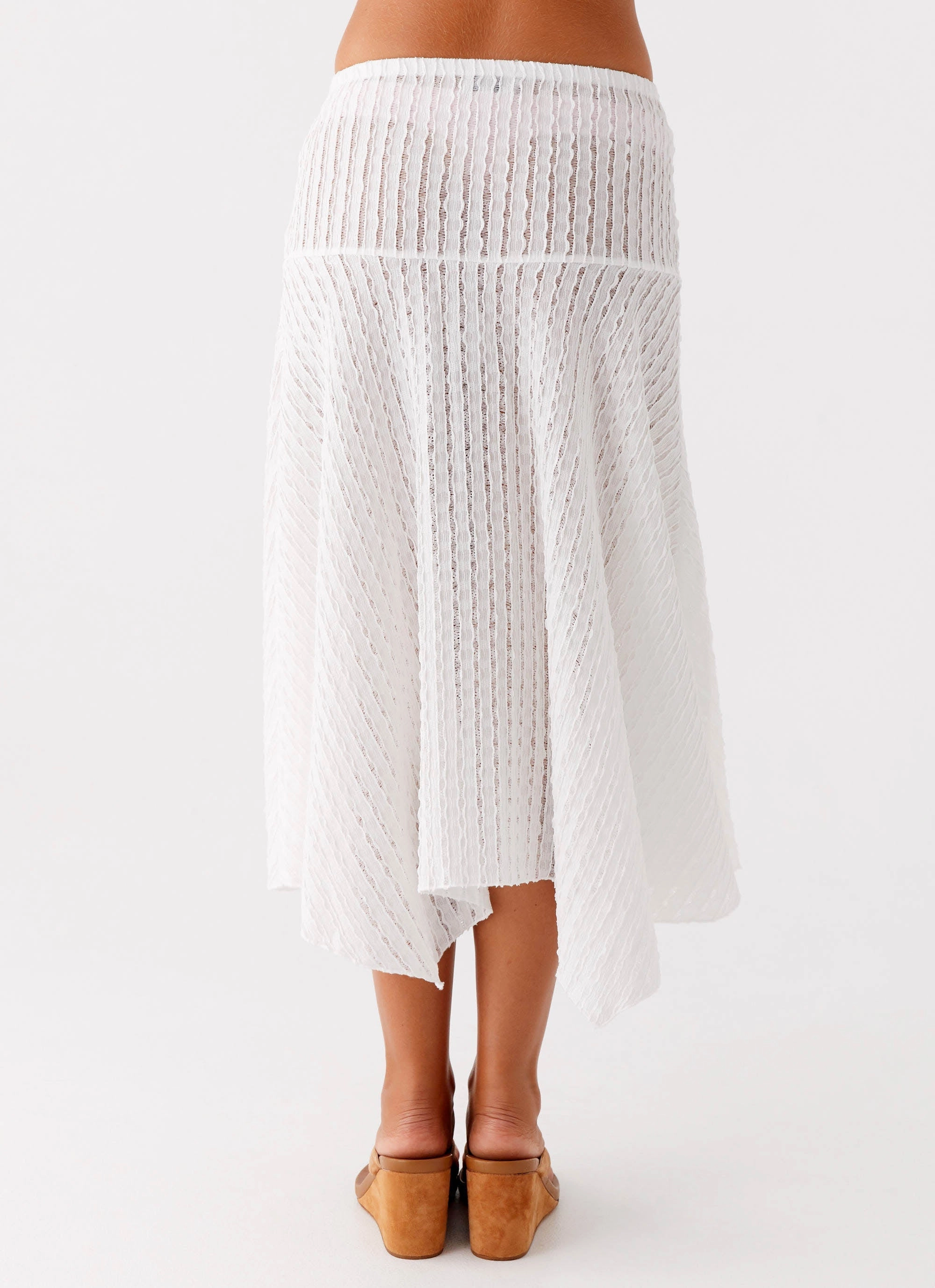Katta Midi Skirt - Ivory Flexible Waistband Senior Style